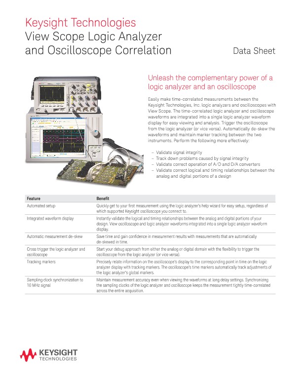 View Scope Logic Analyzer and Oscilloscope Correlation PDF Asset Page